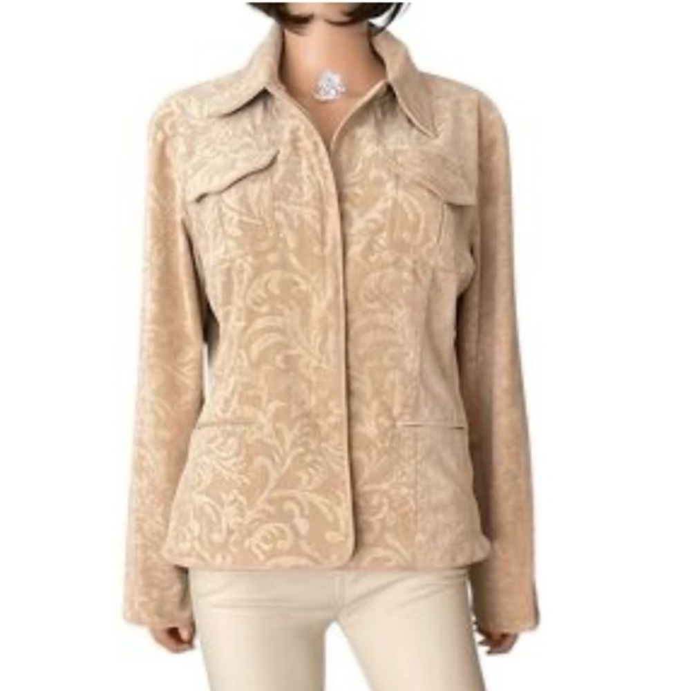 Chico's Tan Utility corduroy Jacket with Classic Collar